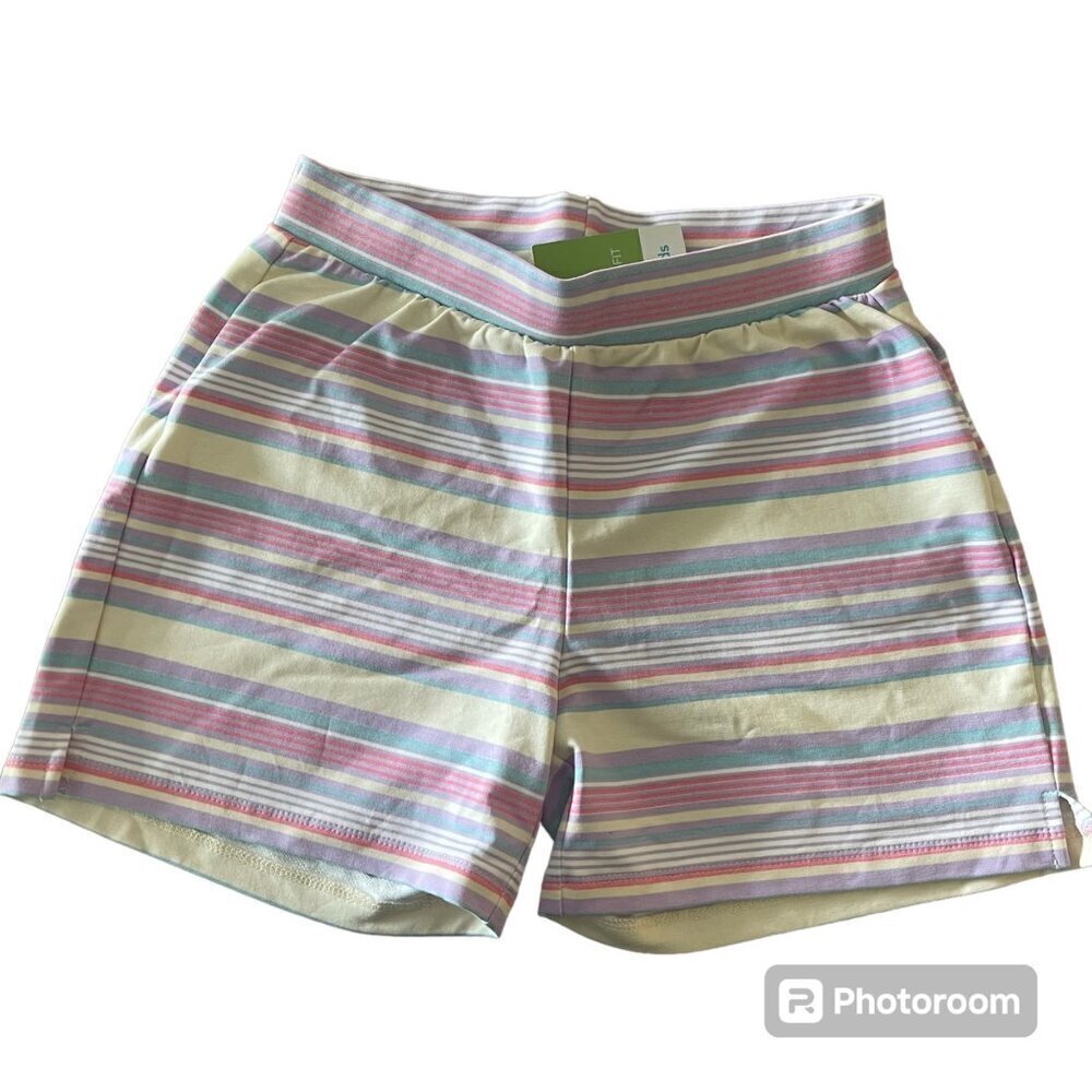Garnet Hill Kids Shorts Girls Sz XL Soft Comfy Organic Cotton Striped NEW